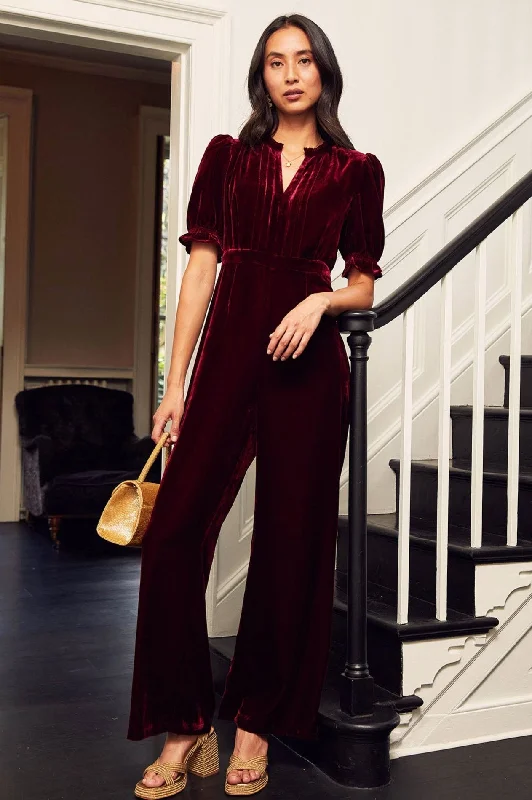 Women jumpsuits with cut - out details on the bodice for a trendy and bold look Tallulah Velvet Jumpsuit | Ruby Women jumpsuits with cut - out details on the bodice for a trendy and bold look Tallulah Velvet Jumpsuit | Ruby
