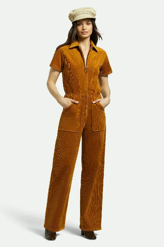 Sequined women jumpsuits for glamorous evening events Utility Jumpsuit - Golden Brown Cord Sequined women jumpsuits for glamorous evening events Utility Jumpsuit - Golden Brown Cord