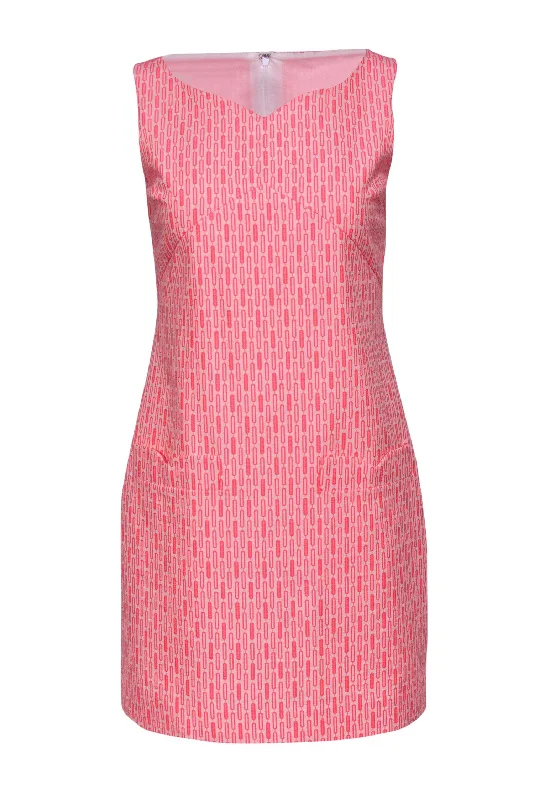 Printed Abstract Women Dress for a Modern and Artistic Appeal Printed Abstract Women Dress for a Modern and Artistic Appeal Britt Ryan - White & Pink Graphic Printed Sheath Dress Sz 2