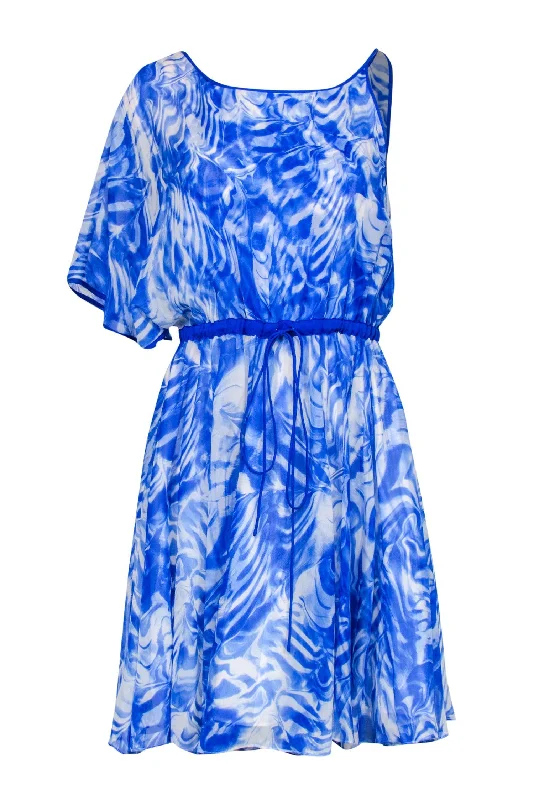 Sheath Women Dress with a Tailored Fit for a Professional Look Sheath Women Dress with a Tailored Fit for a Professional Look Cynthia Steffe - Blue & White Marbled Silk One Shoulder Dress Sz 2 Sheath Women Dress with a Tailored Fit for a Professional Look Sheath Women Dress with a Tailored Fit for a Professional Look Cynthia Steffe - Blue & White Marbled Silk One Shoulder Dress Sz 2