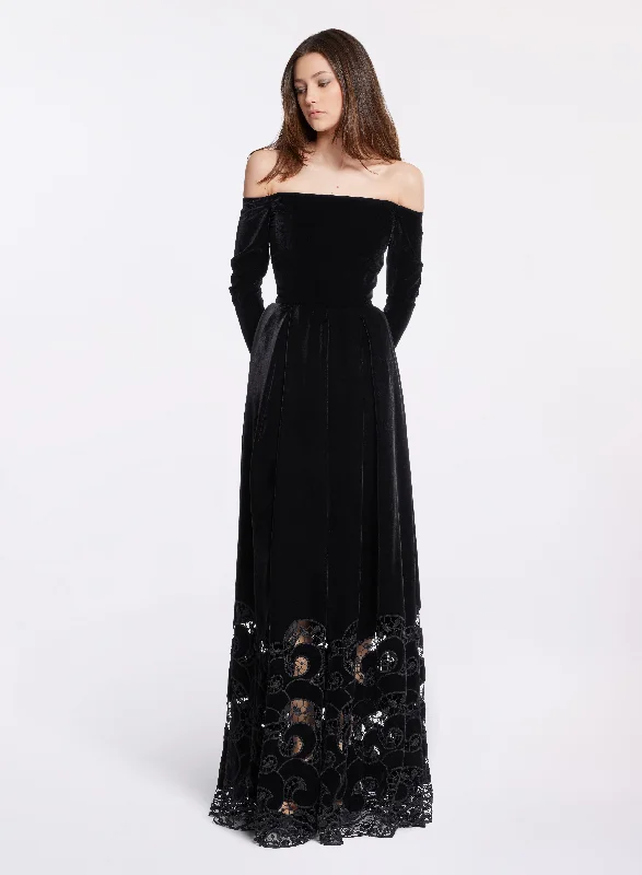 Off - the - Shoulder Women Dress for a Romantic and Feminine Look Off - the - Shoulder Women Dress for a Romantic and Feminine Look Embroidered Velvet Long Dress Off - the - Shoulder Women Dress for a Romantic and Feminine Look Off - the - Shoulder Women Dress for a Romantic and Feminine Look Embroidered Velvet Long Dress