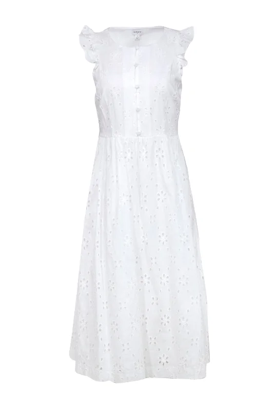 Lace - Embellished Women Dress for an Elegant and Sophisticated Appearance Lace - Embellished Women Dress for an Elegant and Sophisticated Appearance J.Crew - White Floral Eyelet Ruffled Midi Dress Sz 4