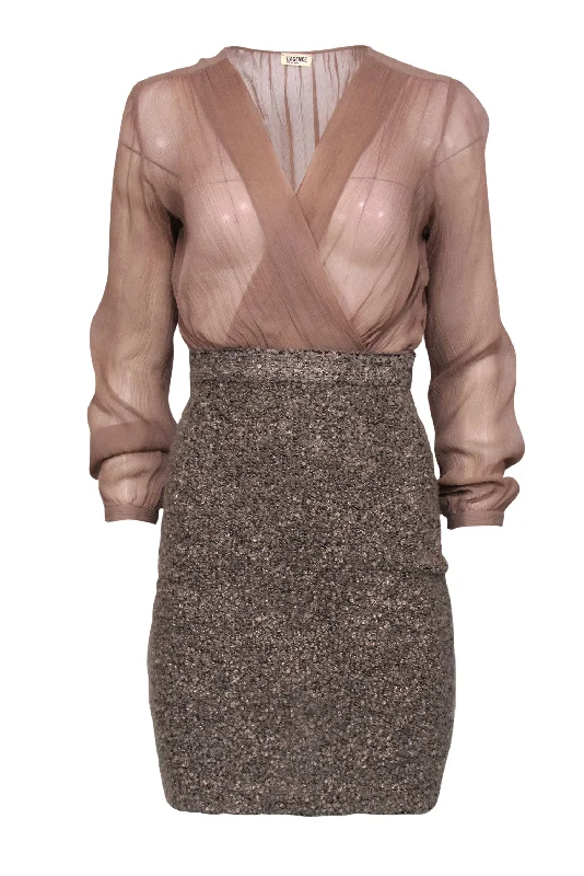 Lace - Embellished Women Dress for an Elegant and Sophisticated Appearance Lace - Embellished Women Dress for an Elegant and Sophisticated Appearance L'Agence - Beige Long Sleeve Surplice Sheath Dress w/ Metallic Boucle Skirt Sz 2 Lace - Embellished Women Dress for an Elegant and Sophisticated Appearance Lace - Embellished Women Dress for an Elegant and Sophisticated Appearance L'Agence - Beige Long Sleeve Surplice Sheath Dress w/ Metallic Boucle Skirt Sz 2