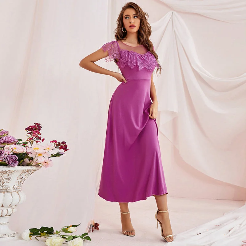 Empire Waist Women Dress to Accentuate the Bust and Conceal the Waist Empire Waist Women Dress to Accentuate the Bust and Conceal the Waist NiDELL ZG-21616 Cross-Border European and American Women's Clothing . Summer New Lace High Waist Short Sleeve Dress in Stock Empire Waist Women Dress to Accentuate the Bust and Conceal the Waist Empire Waist Women Dress to Accentuate the Bust and Conceal the Waist NiDELL ZG-21616 Cross-Border European and American Women's Clothing . Summer New Lace High Waist Short Sleeve Dress in Stock