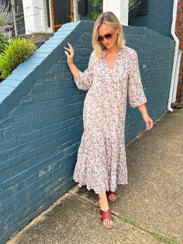 Lace - Embellished Women Dress for an Elegant and Sophisticated Appearance Lace - Embellished Women Dress for an Elegant and Sophisticated Appearance [Z Supply] Peaceful Floral Long Sleeve Midi Dress