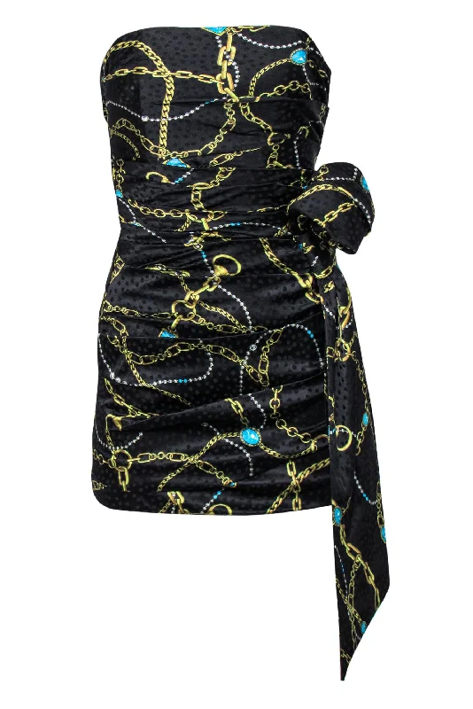 Backless Women Dress for a Sexy and Alluring Look at Evening Events Backless Women Dress for a Sexy and Alluring Look at Evening Events Ronny Kobo - Black & Gold Chain & Jewel Print Strapless Dress w/ Bow Sz S Backless Women Dress for a Sexy and Alluring Look at Evening Events Backless Women Dress for a Sexy and Alluring Look at Evening Events Ronny Kobo - Black & Gold Chain & Jewel Print Strapless Dress w/ Bow Sz S