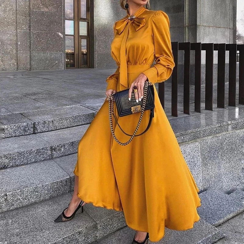 Halter Neck Women Dress to Show Off the Shoulders and Neckline Halter Neck Women Dress to Show Off the Shoulders and Neckline Sixsr Elegant Vintage Dresses Classy Outfits Women Fashion Spring Autumn Long Sleeve Satin Yellow Dress Chic Maxi Dress Halter Neck Women Dress to Show Off the Shoulders and Neckline Halter Neck Women Dress to Show Off the Shoulders and Neckline Sixsr Elegant Vintage Dresses Classy Outfits Women Fashion Spring Autumn Long Sleeve Satin Yellow Dress Chic Maxi Dress