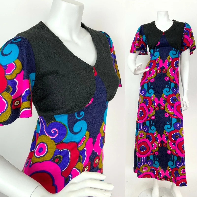 Mini Women Dress with a Short Hem for a Young and Trendy Style Mini Women Dress with a Short Hem for a Young and Trendy Style VTG 60s 70s BLUE BLACK PINK GOLD RED PSYCHEDELIC FLORAL SWIRL MAXI DRESS 8 10