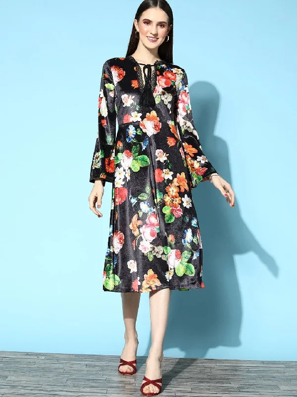 Maxi Women Dress with Floral Print for a Bohemian Vibe Maxi Women Dress with Floral Print for a Bohemian Vibe Women Black Floral Velvet Lace Detail Midi Dress Maxi Women Dress with Floral Print for a Bohemian Vibe Maxi Women Dress with Floral Print for a Bohemian Vibe Women Black Floral Velvet Lace Detail Midi Dress