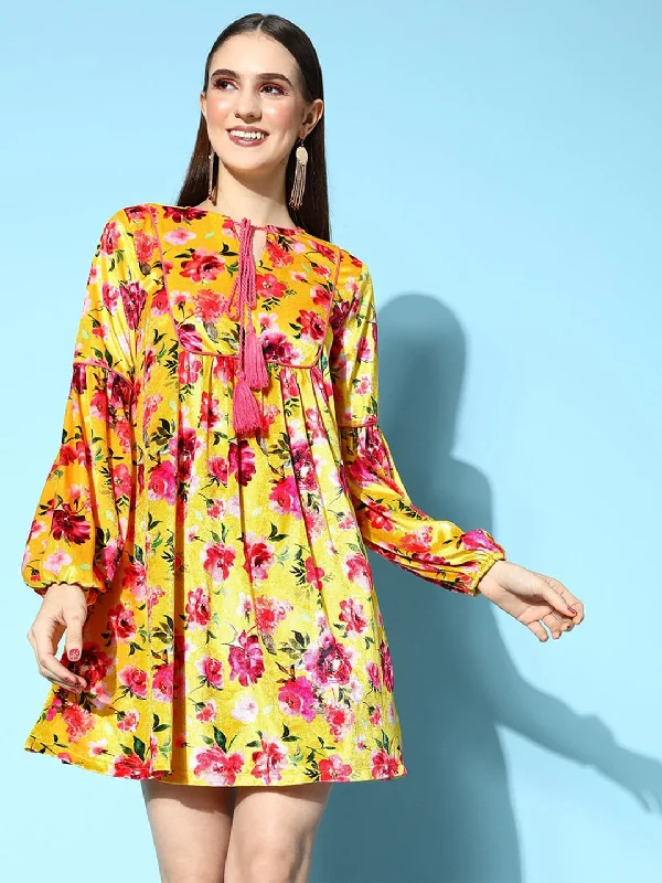 Halter Neck Women Dress to Show Off the Shoulders and Neckline Halter Neck Women Dress to Show Off the Shoulders and Neckline Women Yellow Floral Velvet Tie-Up Skater Dress Halter Neck Women Dress to Show Off the Shoulders and Neckline Halter Neck Women Dress to Show Off the Shoulders and Neckline Women Yellow Floral Velvet Tie-Up Skater Dress