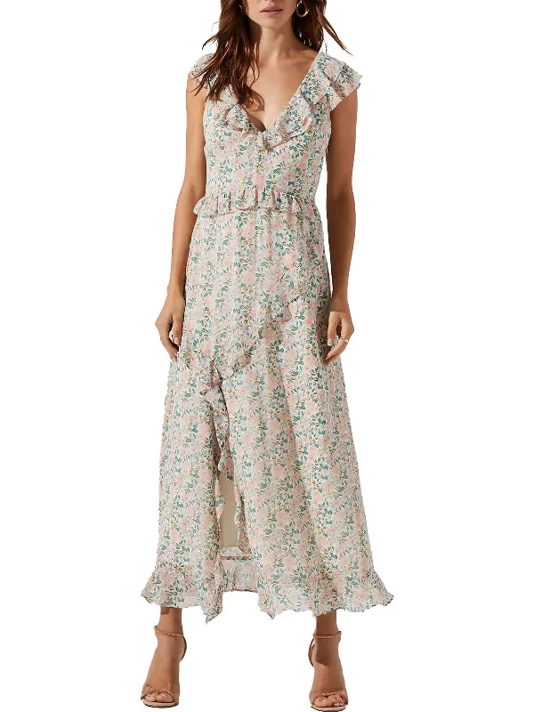 Pleated Women Dress with a Timeless and Elegant Texture Pleated Women Dress with a Timeless and Elegant Texture Womens Floral Calf Midi Dress