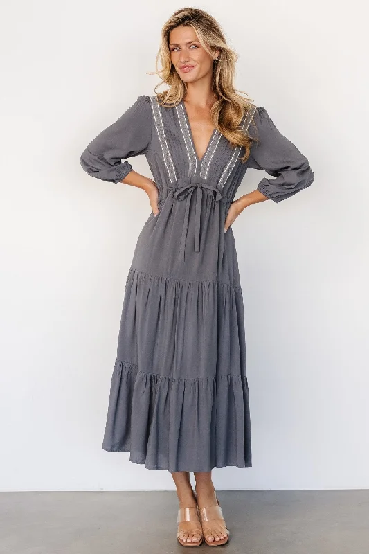 Midi dresses with belted waists to accentuate the figure Antonia Dress | Dark Gray