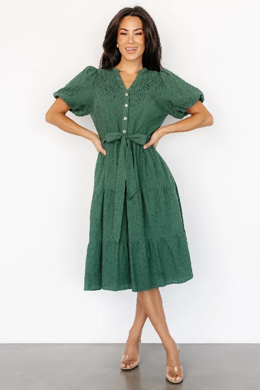 Midi dresses with bow accents for a sweet and charming look Philippa Midi Dress | Green Midi dresses with bow accents for a sweet and charming look Philippa Midi Dress | Green