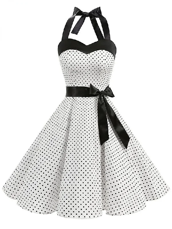 Midi dresses with animal prints for a bold and confident appearance BerriesJam - 2024 Polka Dot Print Retro Halter Pin Up Rockabilly Party Dress Midi dresses with animal prints for a bold and confident appearance BerriesJam - 2024 Polka Dot Print Retro Halter Pin Up Rockabilly Party Dress