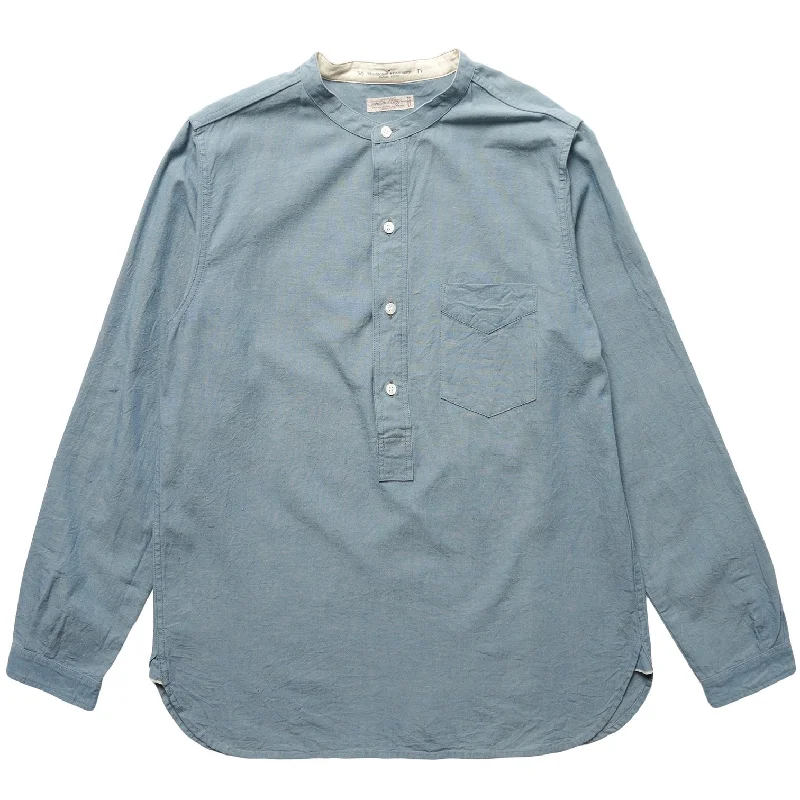 Button - Down Denim Top with a Classic Design 4900 - Round Collar Chambray Shirt - Blue Button - Down Denim Top with a Classic Design 4900 - Round Collar Chambray Shirt - Blue