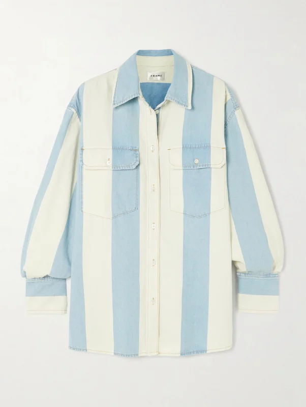 Denim Top for a Music Festival with a Rock - n - Roll Vibe Frame The Borrowed Shirt Denim Top for a Music Festival with a Rock - n - Roll Vibe Frame The Borrowed Shirt