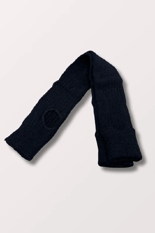 Knitted Leg Warmers with Patterns​  27 Inch Stirrup Leg Warmers- Black