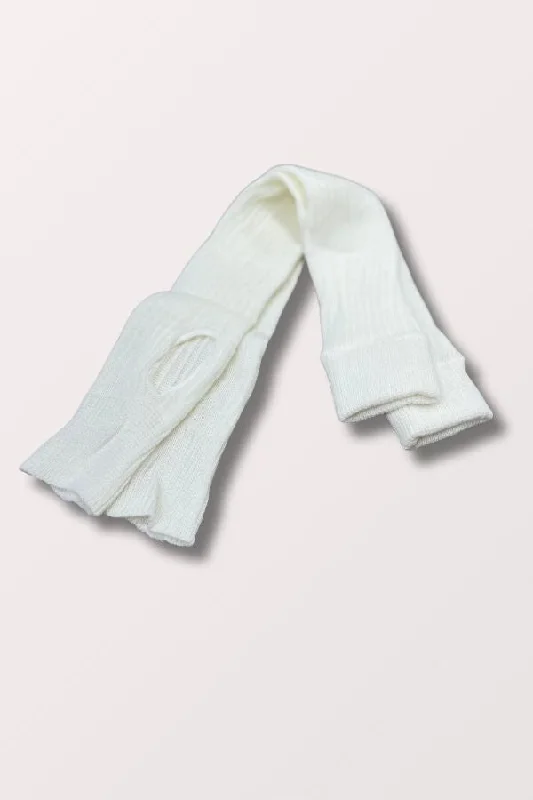 Elastic - Waist Leg Warmers for a Secure Fit​  27 Inch Stirrup Leg Warmers - White