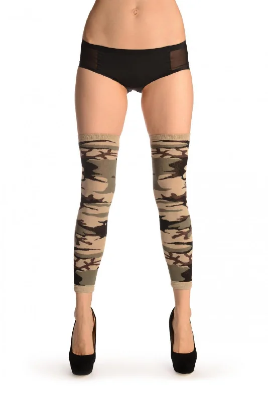 Satin Leg Warmers with a Smooth Texture​  Grey Camouflage