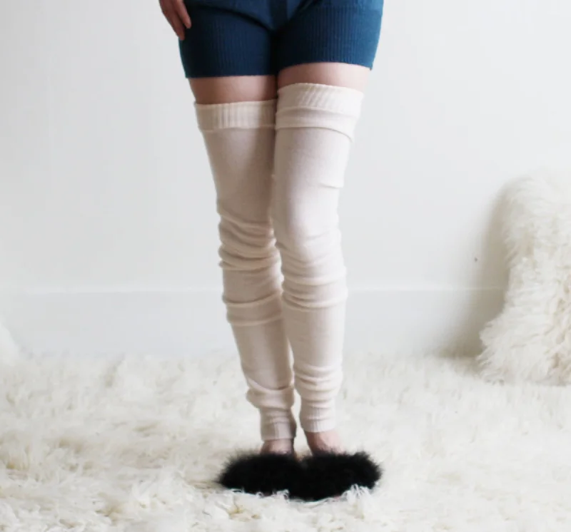  Ribbed Leg Warmers for a Textured Look​ Merino Wool Over the Knee Stockings