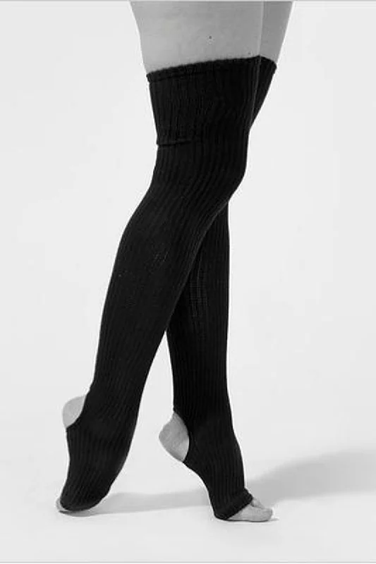Striped Leg Warmers in Classic Combinations Rolling Cotton Original Thigh High Leg Warmers with Stirrups - Black Striped Leg Warmers in Classic Combinations Rolling Cotton Original Thigh High Leg Warmers with Stirrups - Black