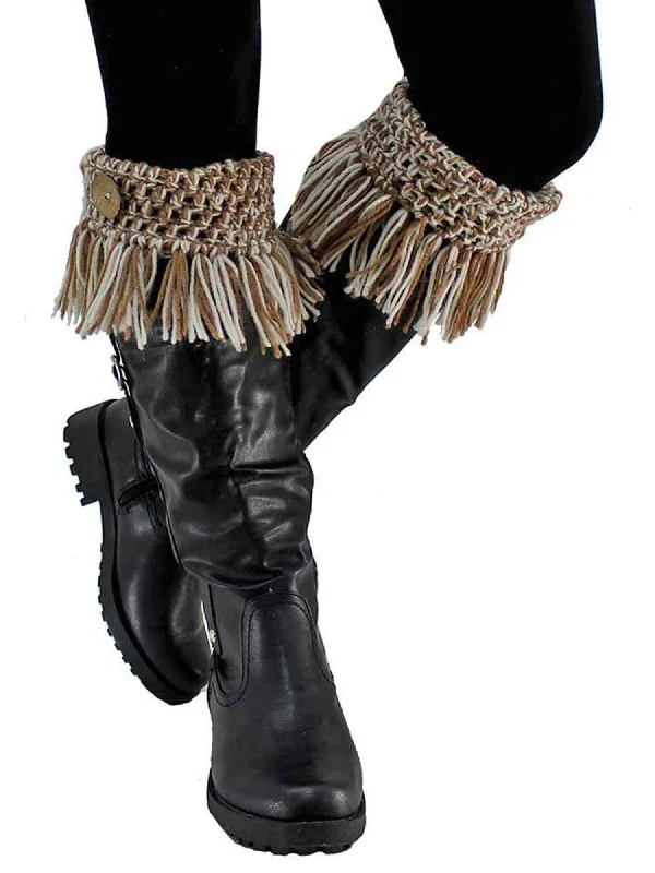 Sequined Leg Warmers for Special Occasions​  Tassel Boot Cuffs With Button Trim