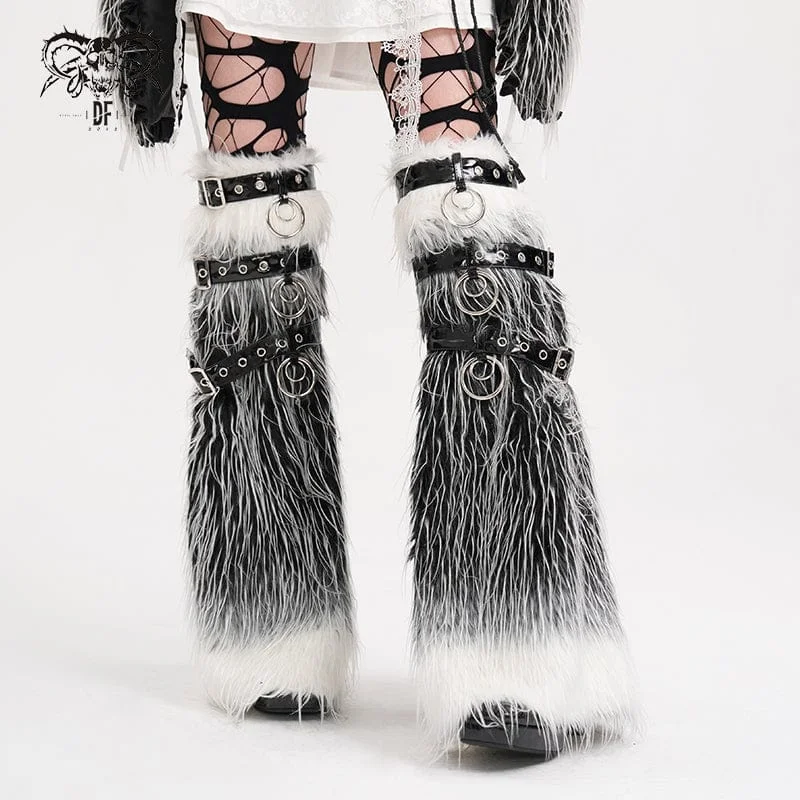 Crocheted Leg Warmers for a Handmade Look Women's Gothic Rings Eyelets Leg Warmers Black White Crocheted Leg Warmers for a Handmade Look Women's Gothic Rings Eyelets Leg Warmers Black White