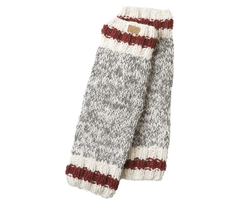   Wool Knit Leg Warmers, Grey Chunky Knit Warmers, Fleece Lining, Boho
